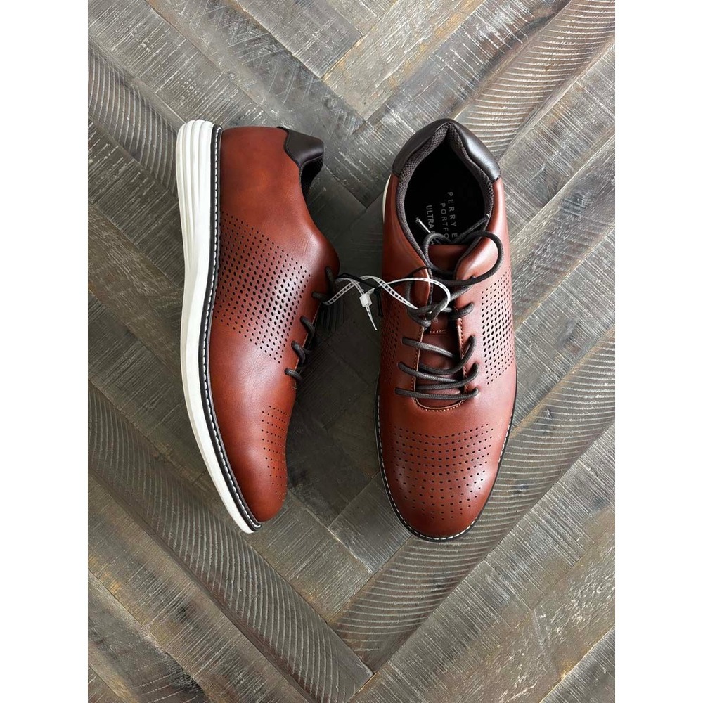 Perry Ellis Portfolio Hamilton Mens 11 Brown Oxford Dress Shoes NEW